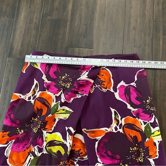 TRINA TURK Epiphany Purple Fig Floral A Line Faux Wrap Skirt Size 14 - Picture 6 of 7